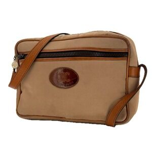 Vintage CELINE Paris‎ Canvas Leather Camera Bag Crossbody Macadam Triomphe Logo